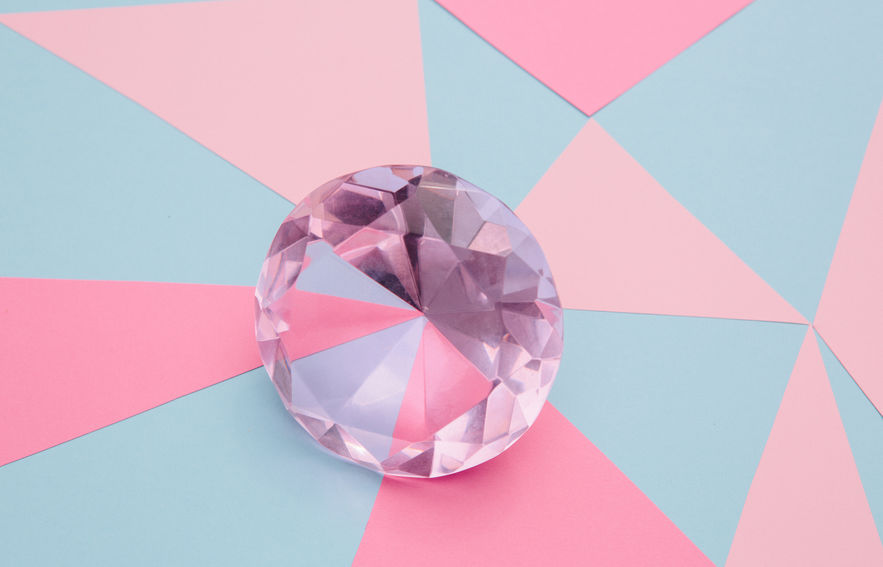 Large Pink Diamond On An Abstract Pink And Blue Background