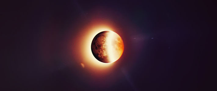 Moon Eclipse; Composite Image Made Out Of 3 Different Shots